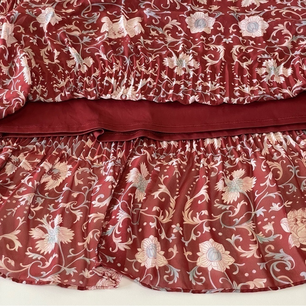 Anthropologie Plenty by Tracy Reese Arcadia Pleated Floral Midi Dress Crimson 8 - Picture 14 of 16